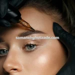 میکاپ شینیون عروس با مژه و ناخن در مشهد